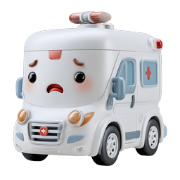 Cute 3D Ambulance Character Icon - Medical Emergency