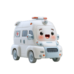 Cute 3D Cartoon Ambulance Medical Icon