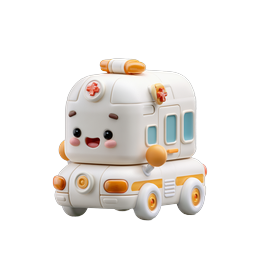 Icône de jouet ambulance Kawaii mignonne - Style argile 3D