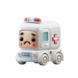 Cute Clay-Style Ambulance Toy Character Icon