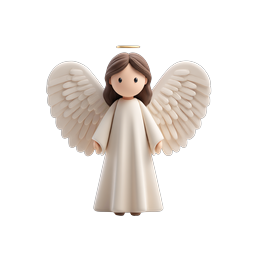 Cute Angel Figurine 3D Icon with Golden Halo and Wings