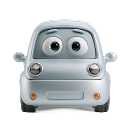 Cute Cartoon Car Character Icon - 3D Rendered