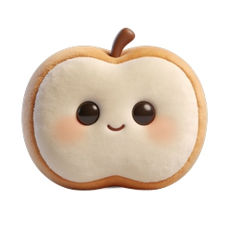 Adorable Kawaii Apple Bread Character Icon | Cute 3D Food