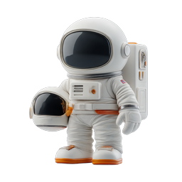 Cute 3D Astronaut Character Icon with Spacesuit