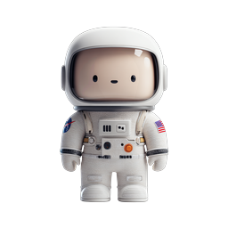 Icona personaggio astronauta 3D carina con patch NASA