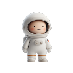 Icona personaggio astronauta carino - Esploratore spaziale in stile argilla 3D