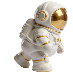 Cute 3D Astronaut Icon with Gold Visor Accents