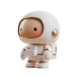 Cute Astronaut Robot Icon - 3D Clay Style Character