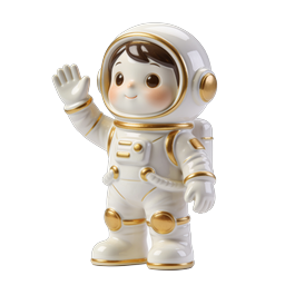 Cute Astronaut Waving - 3D Porcelain Icon