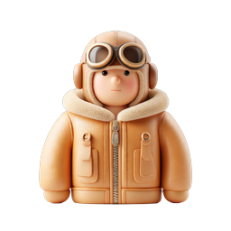 Ícone de Personagem Piloto Aviador Fofo - Estilo Argila 3D