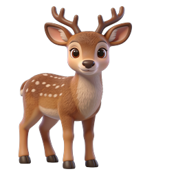 Cute Baby Deer Fawn 3D Cartoon Icon | Wildlife Character
