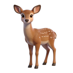 Cute Baby Deer 3D Icon - Adorable Spotted Fawn Illustration