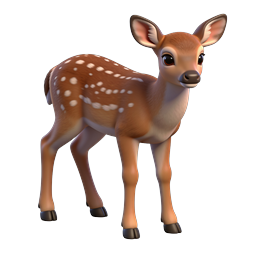 Cute Baby Deer Fawn 3D Cartoon Icon - Wildlife Nature