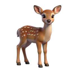 Cute Baby Deer Cartoon Icon - Adorable 3D Fawn