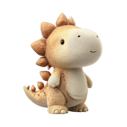 Cute Baby Dinosaur 3D Icon - Adorable Stegosaurus Character