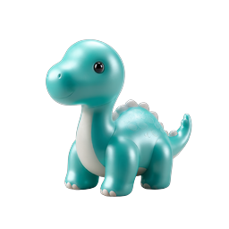 Cute 3D Baby Dinosaur Icon - Teal Clay Style