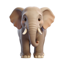 Cute Baby Elephant 3D Icon - Adorable Wildlife Character