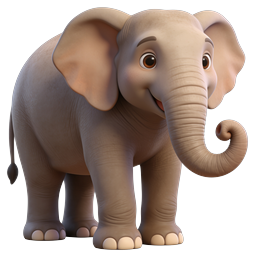 Ícone 3D de elefante bebê fofo - Personagem de desenho animado adorável