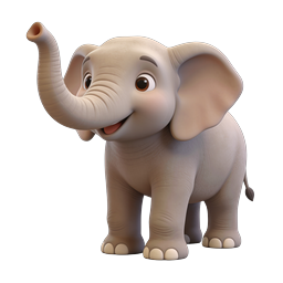 Cute Baby Elephant 3D Cartoon Icon