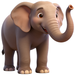 Icono de personaje de dibujo animado de elefante bebé 3D lindo