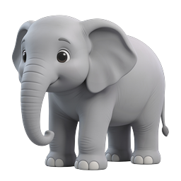 Cute 3D Baby Elephant Cartoon Icon - Adorable Wildlife