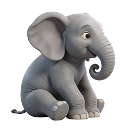 Icône 3D de bébé éléphant mignon style argile | Animal de safari