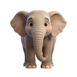 Icono de personaje de dibujo animado 3D de elefante bebé lindo