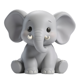 Cute Baby Elephant 3D Icon - Adorable Cartoon Animal