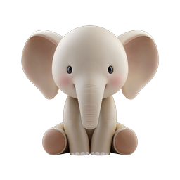 Cute Baby Elephant 3D Clay Style Icon