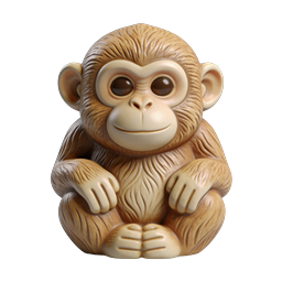 Cute Baby Monkey 3D Icon - Adorable Primate Figurine