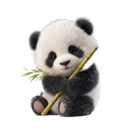 Adorable Baby Panda Holding Bamboo Wildlife Icon