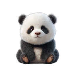 Cute Baby Panda Icon - Realistic 3D Rendered Illustration
