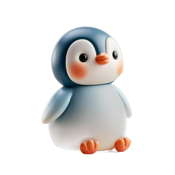 Süßes Baby-Pinguin 3D-Icon im Clay-Stil | Niedliches Tier