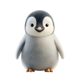 Cute Fluffy Baby Penguin 3D Illustration Icon
