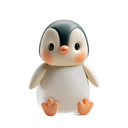 Icono 3D de arcilla de pingüino bebé lindo - Adorable personaje de dibujos animados