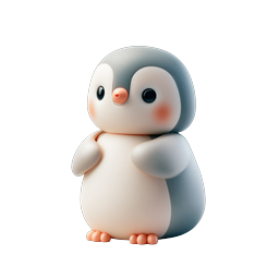 Cute Baby Penguin Icon - Adorable 3D Clay-Style Design