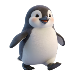Ícone de personagem de pinguim bebê 3D adorável