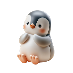 Cute Baby Penguin 3D Clay Style Icon