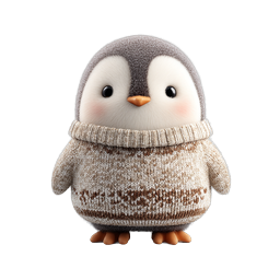Cute Baby Penguin in Knit Sweater 3D Icon