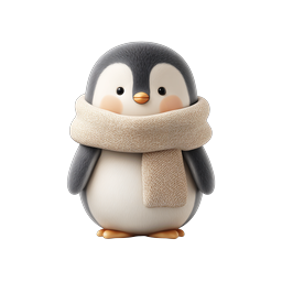Cute Baby Penguin with Knit Scarf - Winter Animal Icon