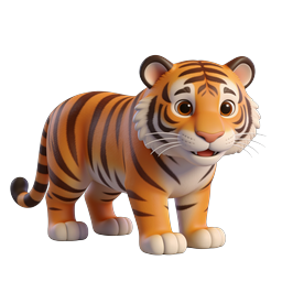 Cute 3D Baby Tiger Cub Icon - Adorable Cartoon Animal