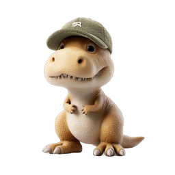 Cute Baby T-Rex Dinosaur Wearing Olive Cap 3D Icon