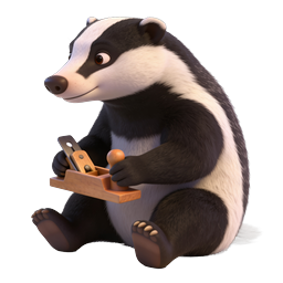 Adorable 3D Badger Woodworker Character Icon