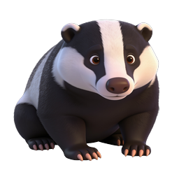 Cute 3D Badger Icon - Adorable Wildlife Character