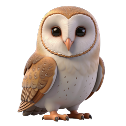 Cute 3D Barn Owl Icon - Adorable Wildlife Character