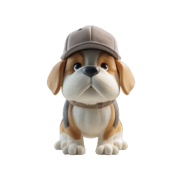 キャップをかぶったかわいいビーグルの子犬 - 愛らしい3D犬アイコン