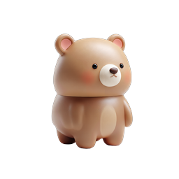 Cute Bear Character - Adorable 3D Kawaii Mascot Icon