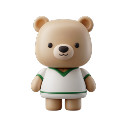 Cute 3D Clay Bear Character Icon - Adorable Mascot