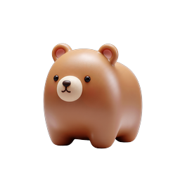 3D-иконка милого коричневого медведя