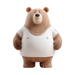 Cute 3D Bear Character Icon in Sports Jersey